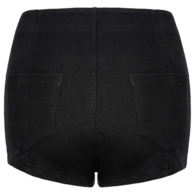 Women High Waist Zipper Black Summer Street Short Cotton Inelastic Heavy Twill Fabric Shorts Tech Noir Short 